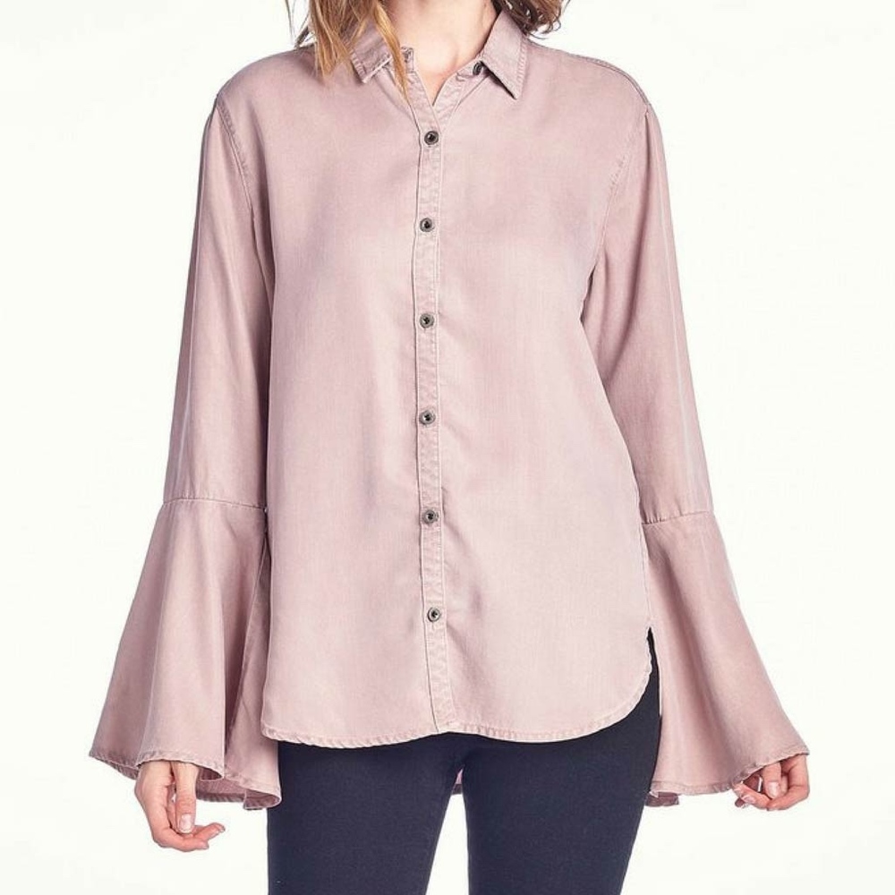 Bell Sleeve Button-Down Shirt